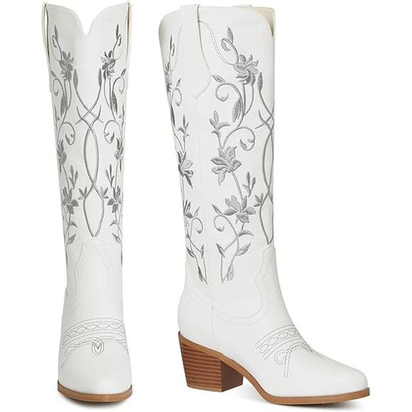 Mikarka Shoes - Mikarka Cowboy Boots Women Floral Embroidery Cowgirl Western Pointed Toe SZ 6